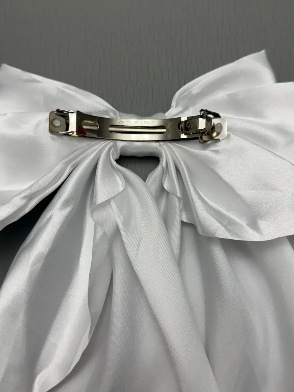 New Oversized White Satin Bow Hair Barrette Long Tail Hair Clip